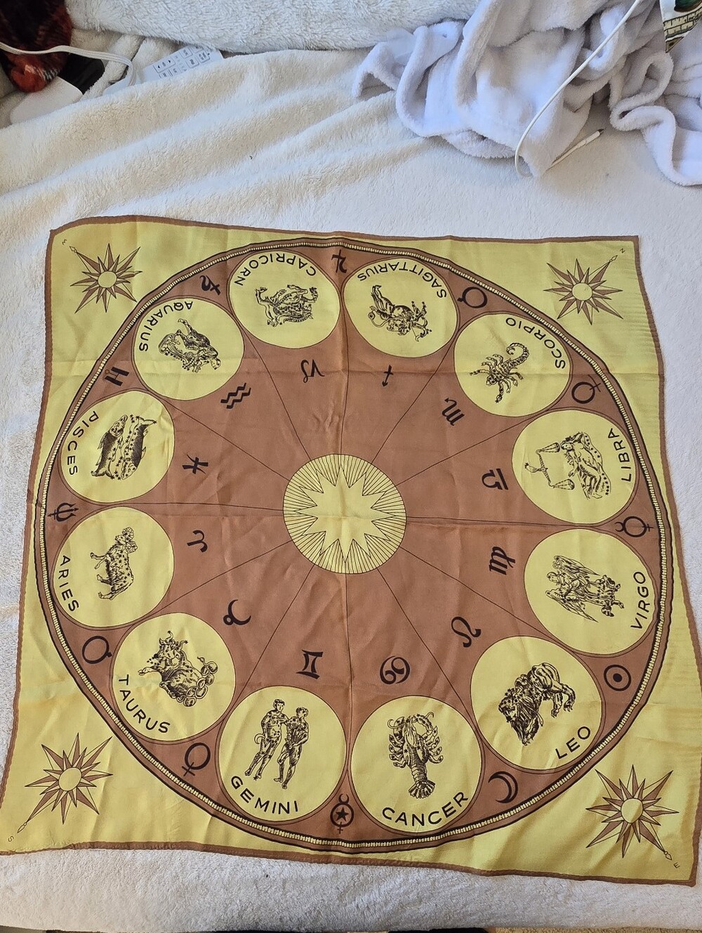 VTG Zodiac Print Square Scarf